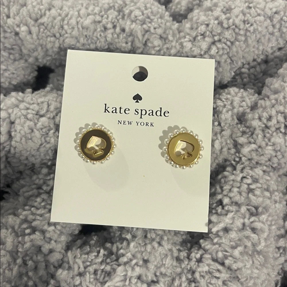 Kate Spade Gold and White Stud Earrings
